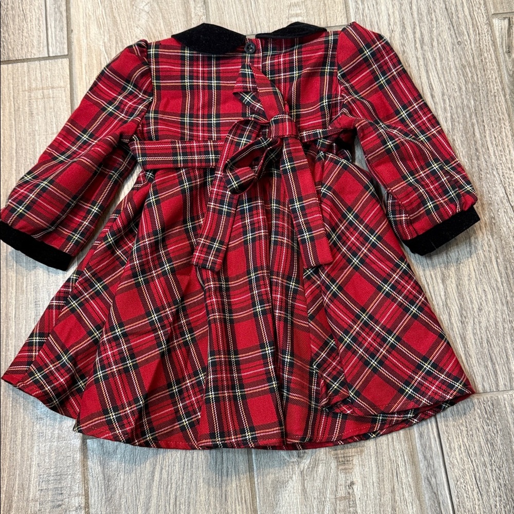 Bonnie Jean Toddler Girl Tartan Plaid Long Sleeve Christmas Holiday Dress 24‎ Mo - Picture 4 of 6
